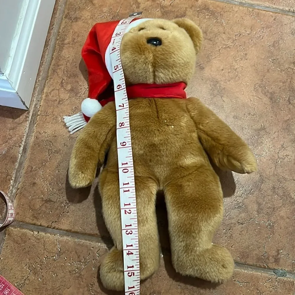 TY BEANIE BUDDY‎ 2001 Holiday Santa Hat & Scarf Teddy Bear Plush Bean Bag